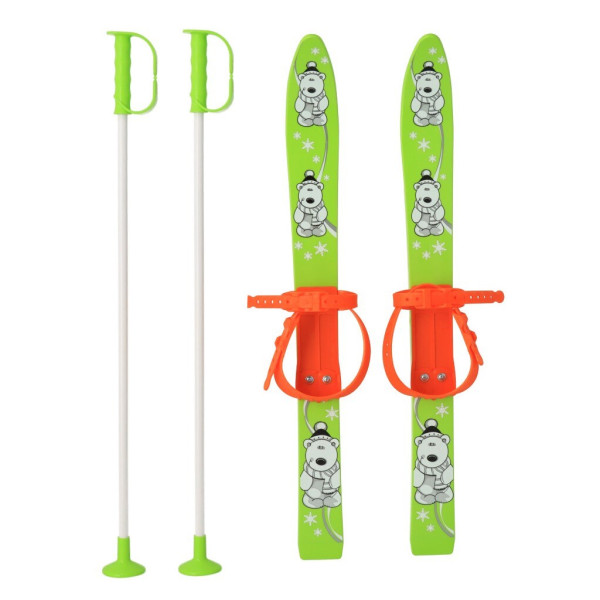 Dětské lyže s vázáním a holemi Baby Mix 70 cm zelené
